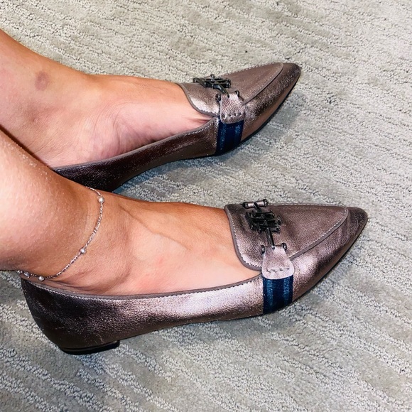 Tommy Hilfiger Tomina Shoes Bronze Loafer Flat Pointed Toe Slip On's - Picture 2 of 5